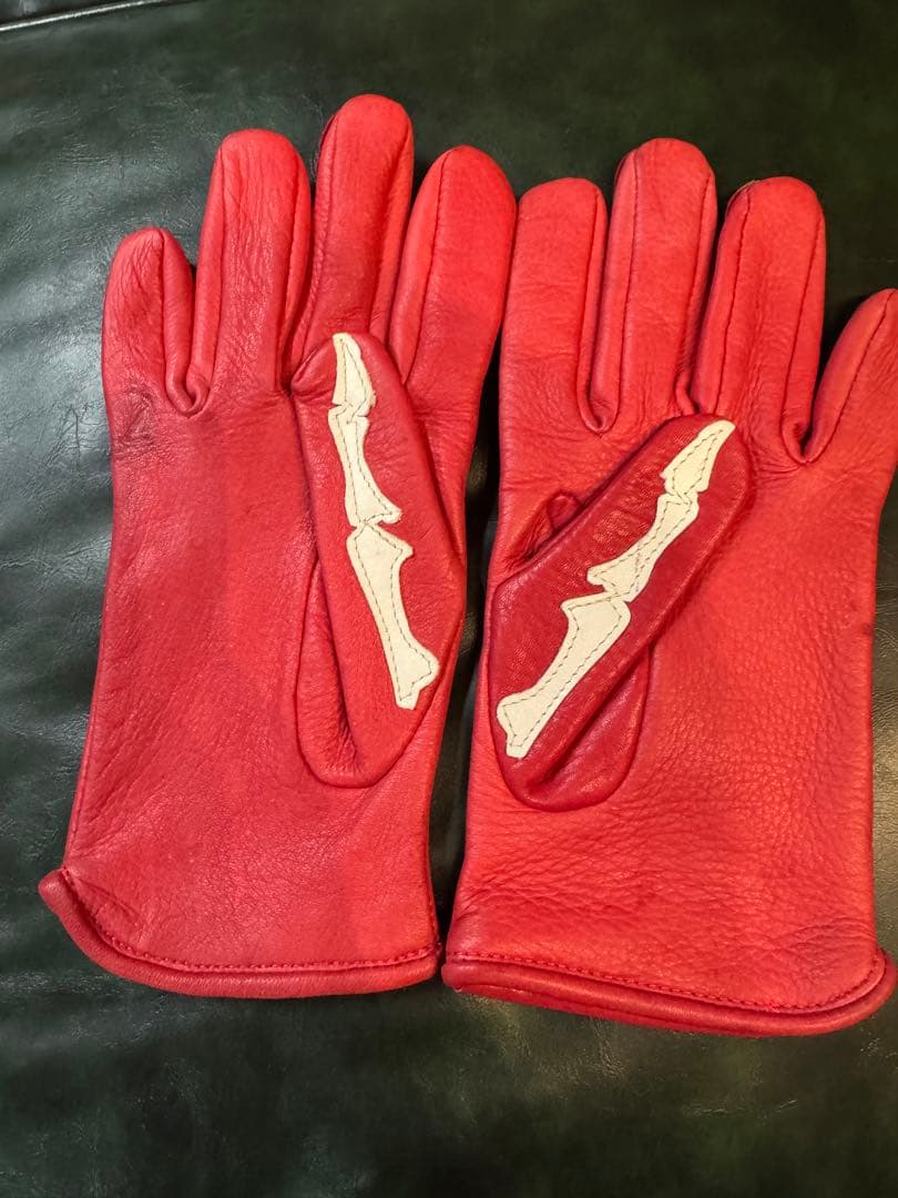 VANSON レザー グローブ Roper Bones X-ray S RED