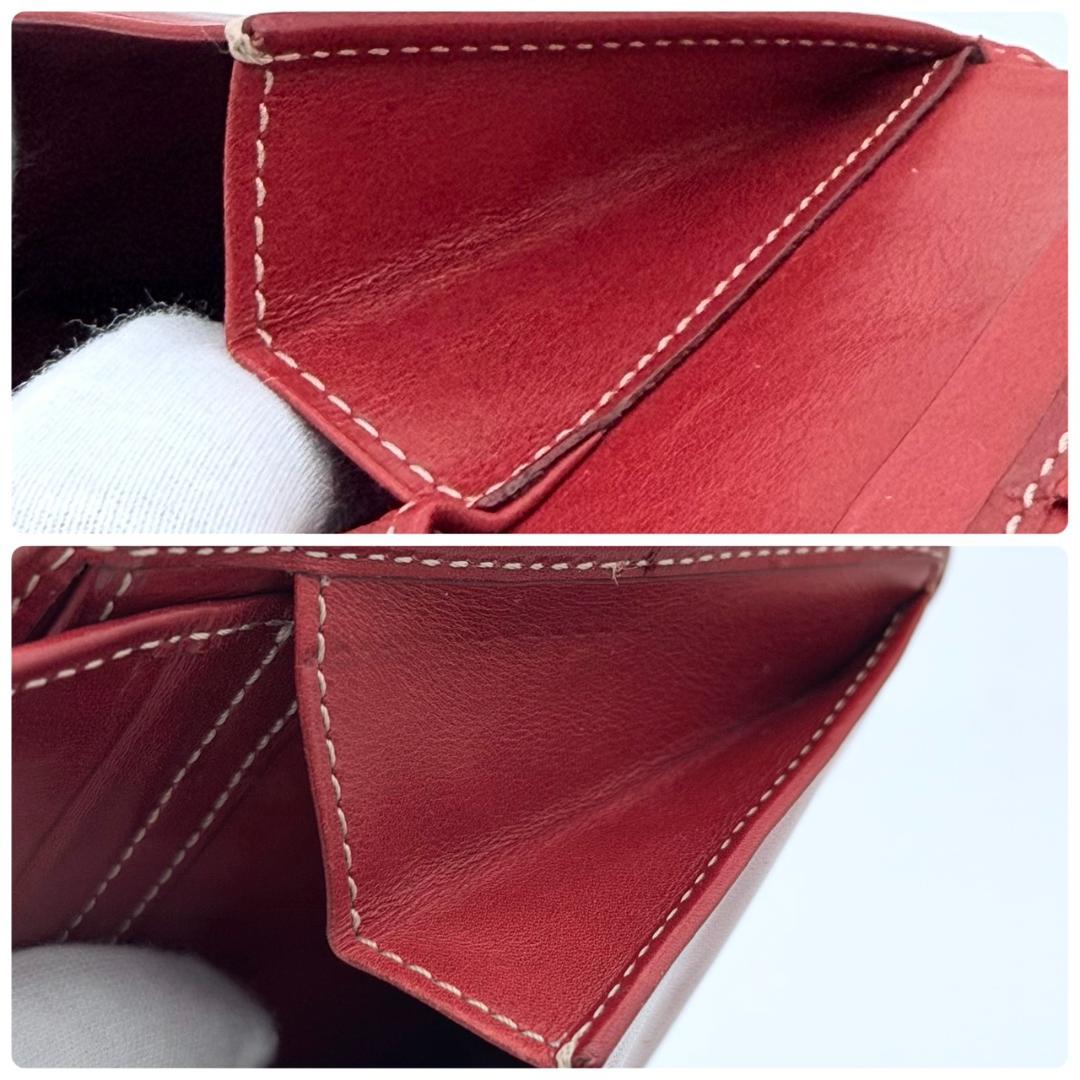 CELINE セリーヌ マカダム柄 二つ折りレザー×PVC ベージュ×レッド