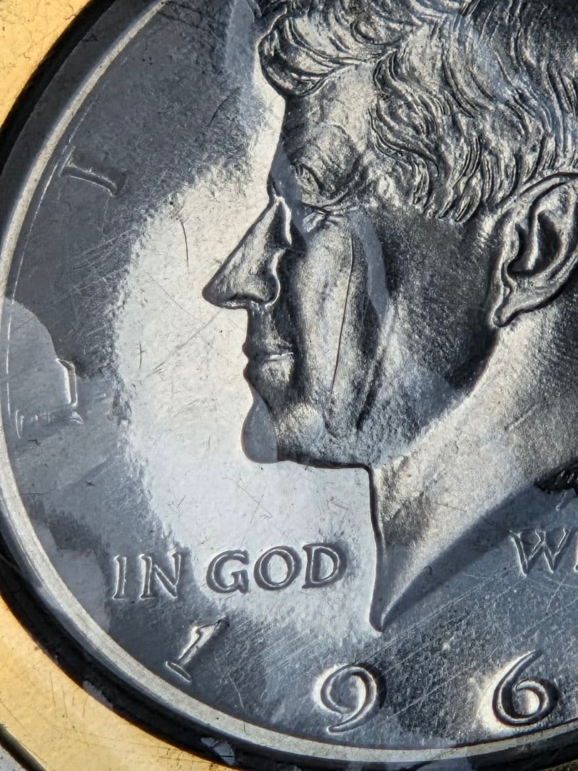 (プルーフ)　アメリカ　ケネディ大統領　ハーフダラー銀貨　入りバックル