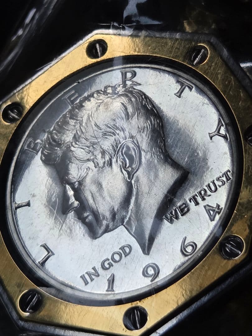 (プルーフ)　アメリカ　ケネディ大統領　ハーフダラー銀貨　入りバックル