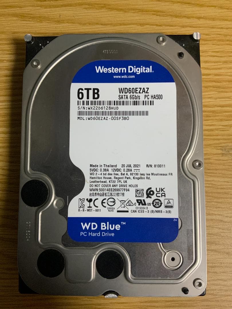 外付けハードディスク・ドライブ WD Blue 6TB HDD WD60EZAZ