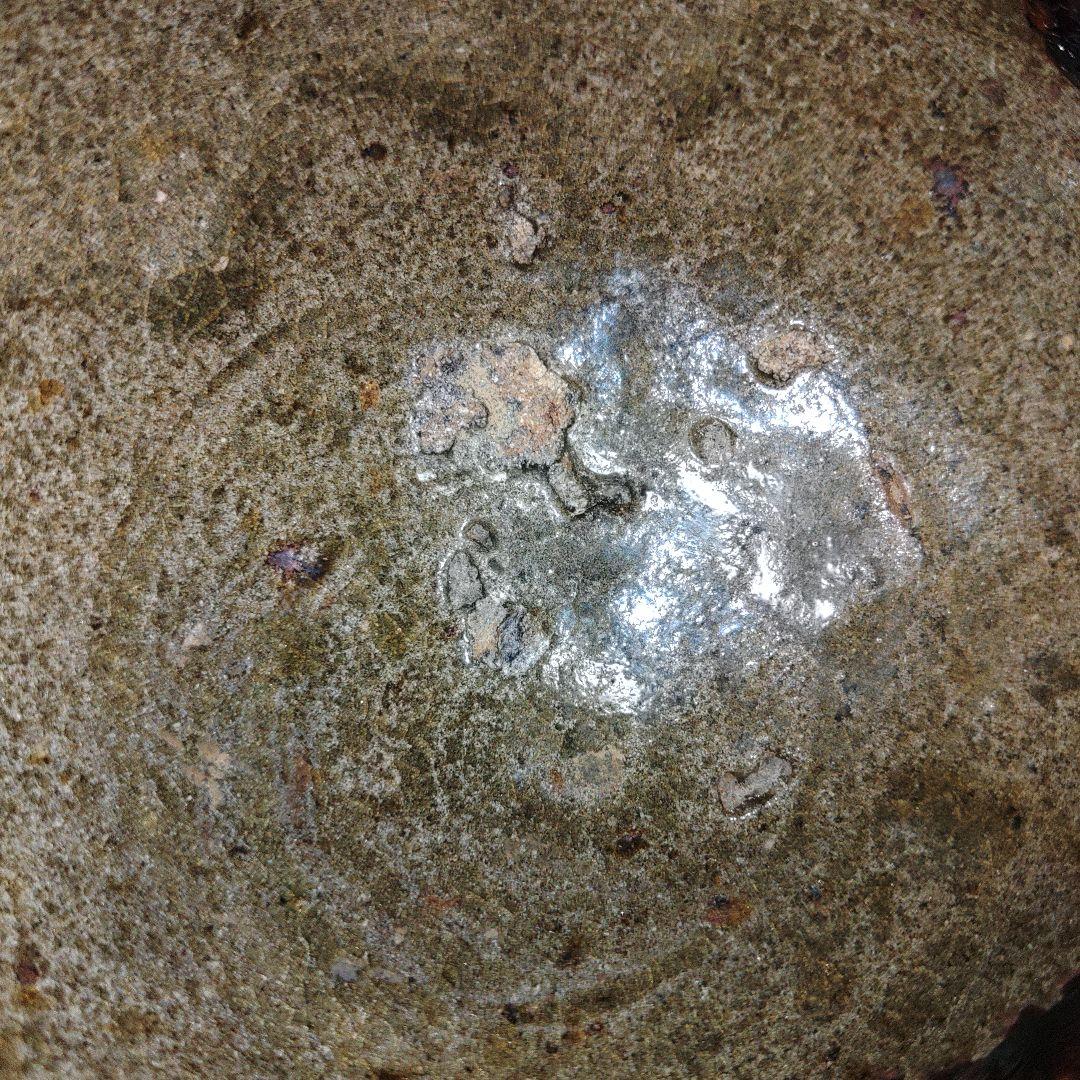 青唐津茶碗　漆継ぎ　三日月高台　茶道 木箱付き