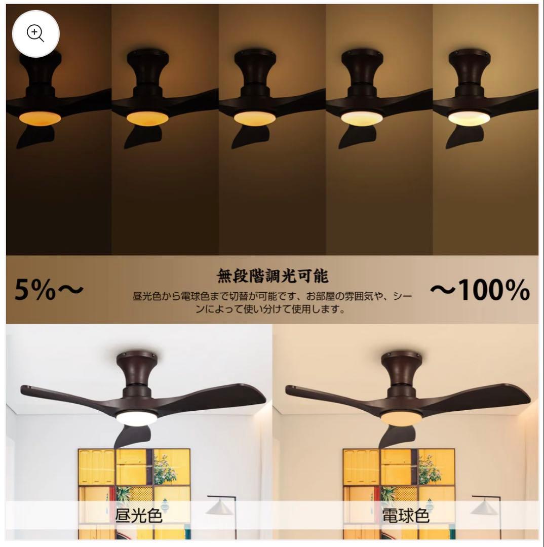 Parrot Uncleシーリングファンライト DCモーター LEDリモコン付