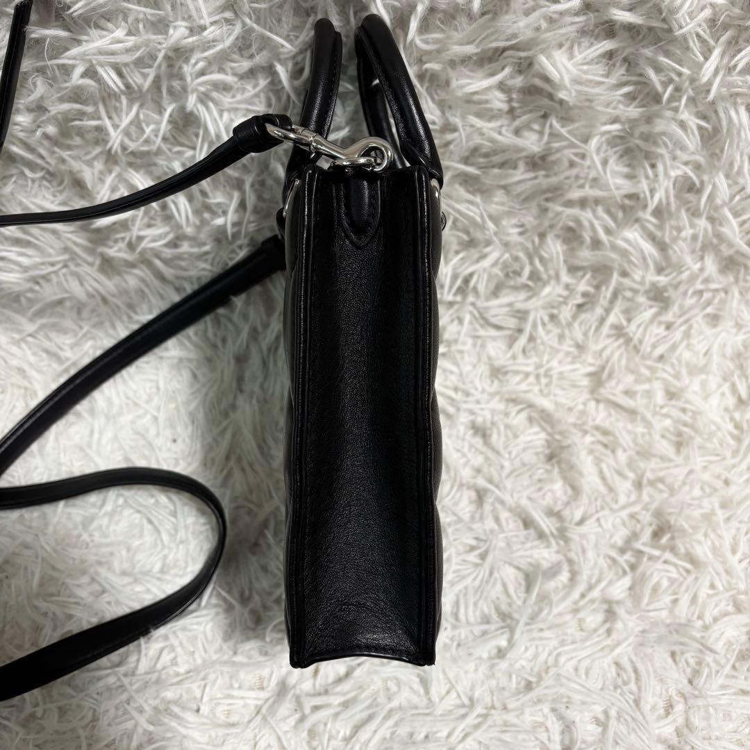 未使用級/保存袋付✨コーチ ショルダーバッグ ノース サウス パフィー 本革 黒