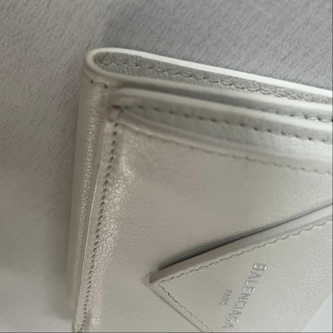 BALENCIAGA ペーパー ミニウォレット 三つ折り財布 白