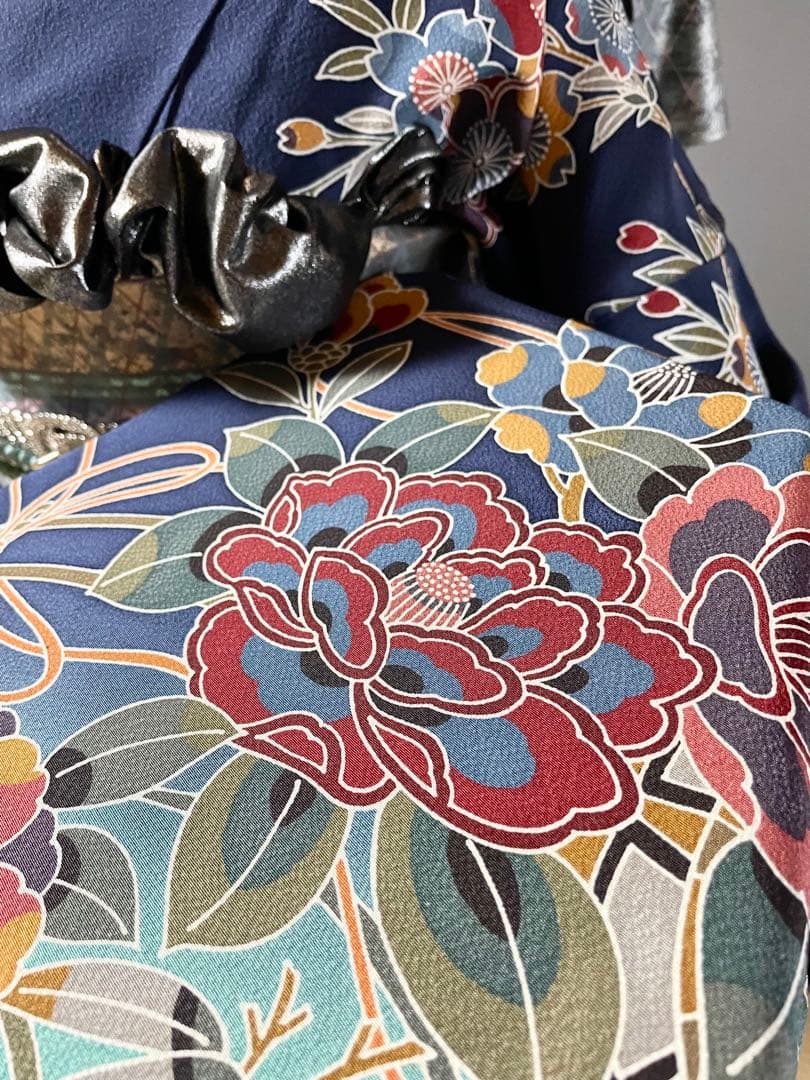 本日限定価格！紅型 ブルー ファー付き 振袖 フルセット 成人式