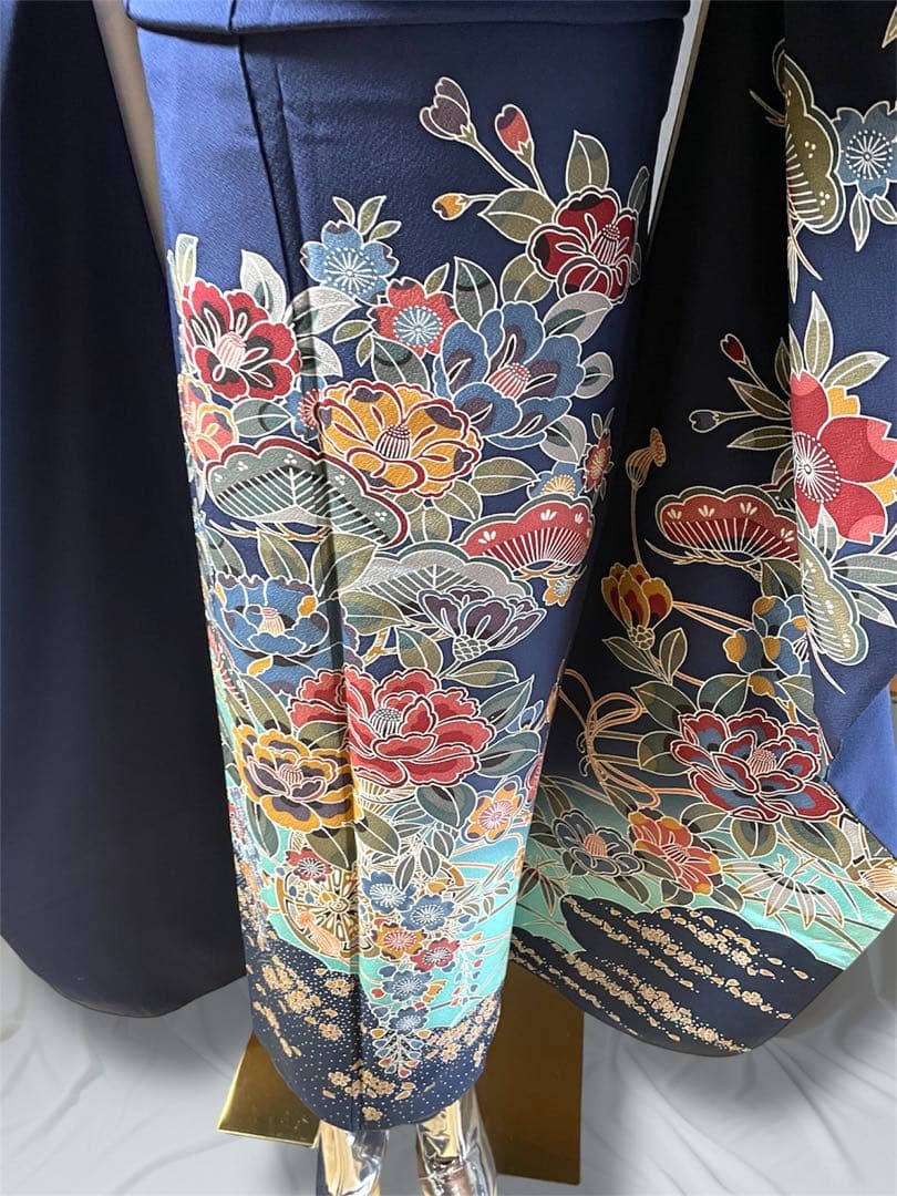 本日限定価格！紅型 ブルー ファー付き 振袖 フルセット 成人式