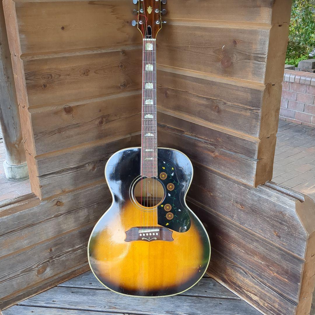 ジャンボアコースティックギター サンバースト 見事なバック 修復あり 本体のみ
