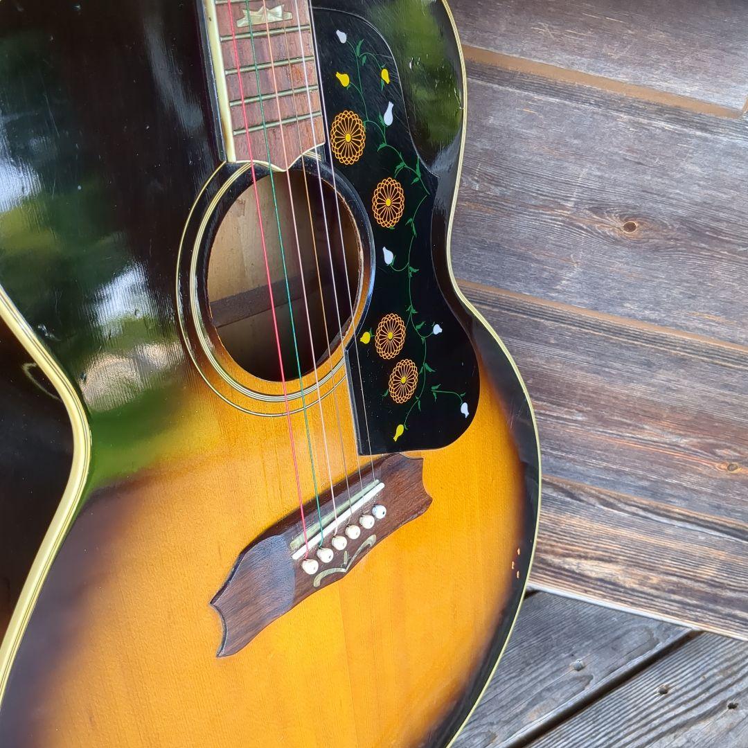 ジャンボアコースティックギター サンバースト 見事なバック 修復あり 本体のみ