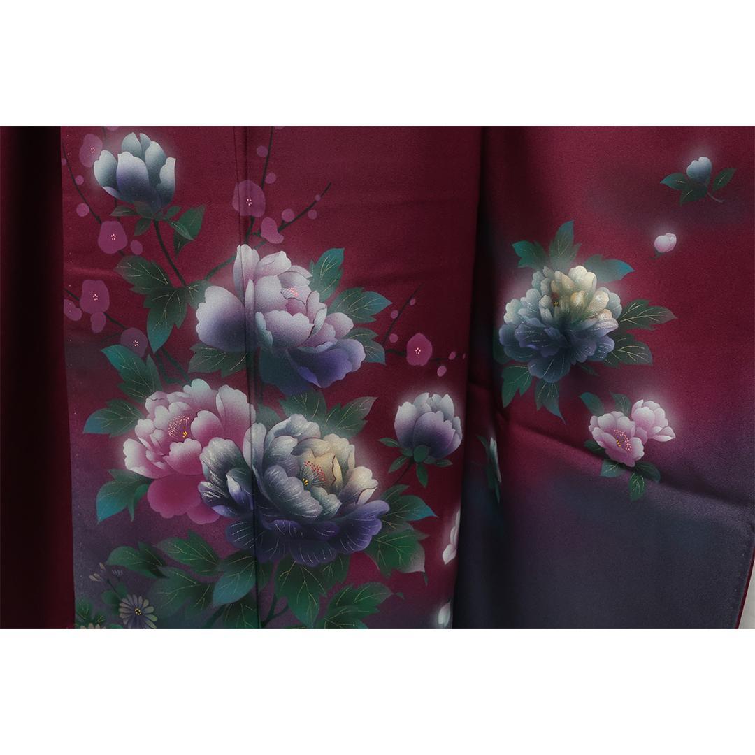 艶を極めた希少色◆ 振袖セット ◆ワインレッドエンジ色フルセットie37