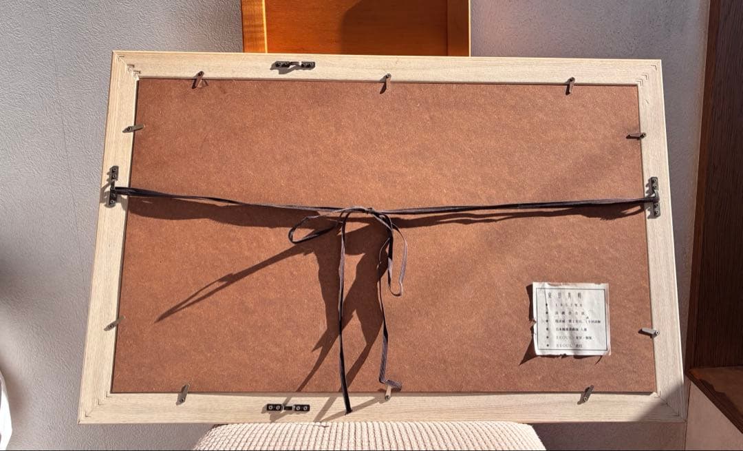 安田英明 油彩画「花咲くテラス」額縁付き