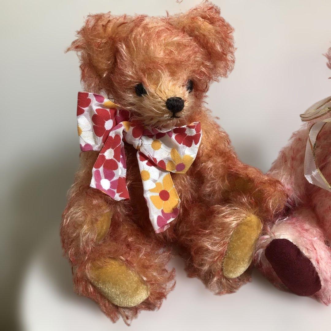 オレンジ色 ピンク色 テディベア クマ ぬいぐるみ 2体セット