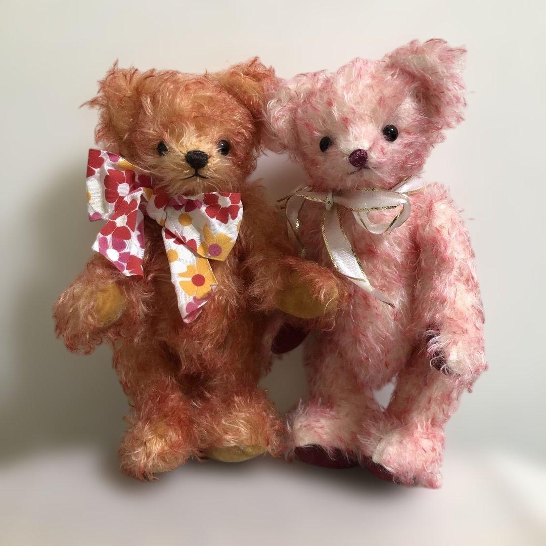 オレンジ色 ピンク色 テディベア クマ ぬいぐるみ 2体セット
