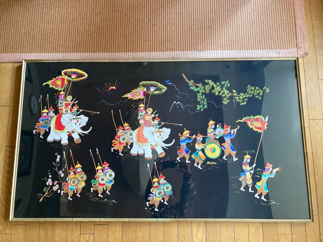 ベトナム壁掛け大型刺繍額入り