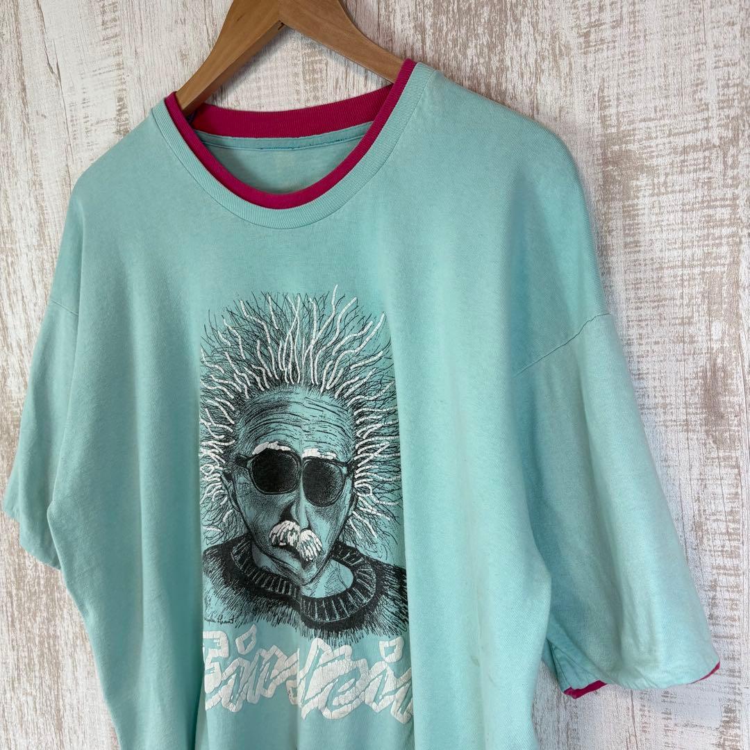 ヴィンテージ アインシュタイン レア 3Dプリント シングルステッチ Tシャツ