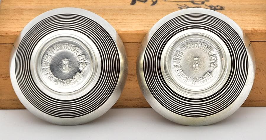 未使用 錫製 御盃 一対 二客 酒盃 ぐい呑み 共箱 約59g 酒器