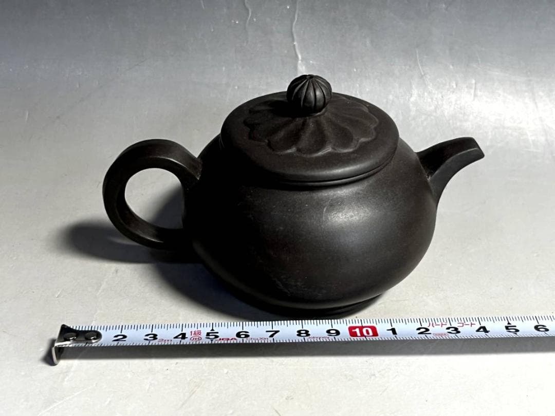 急須■周桂珍制 紫砂壺 紫泥 後手 菊花摘み 中国古美術 古玩 唐物 時代骨董■