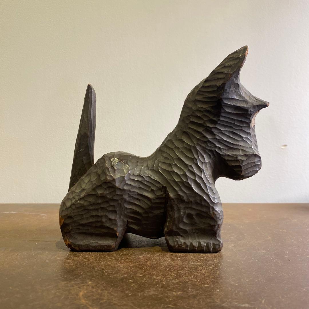 古い木彫りの犬 アンティーク