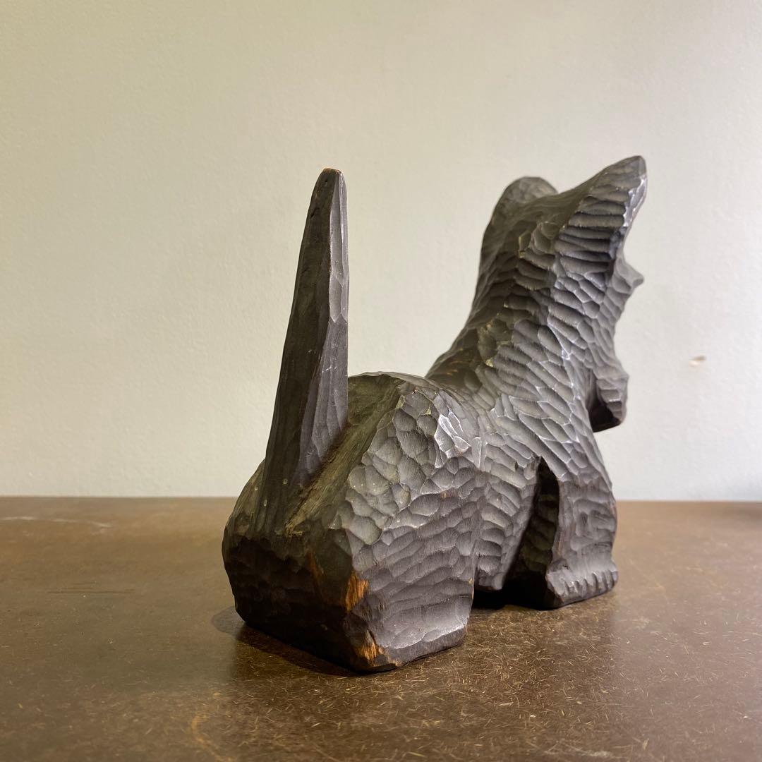 古い木彫りの犬 アンティーク