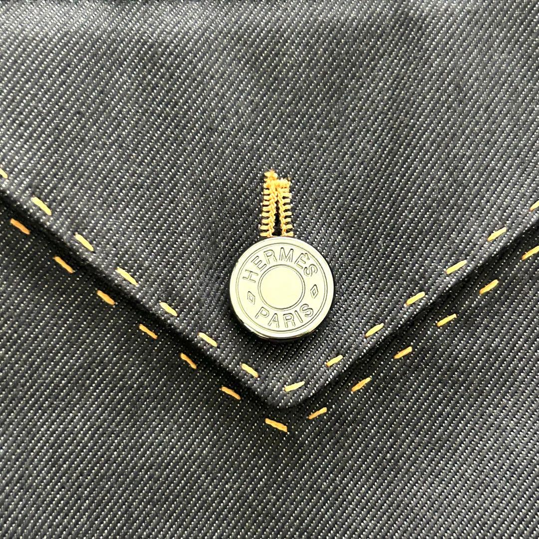 美品 HERMES エルメス スカート セリエ デニム ステッチ パープル 紫