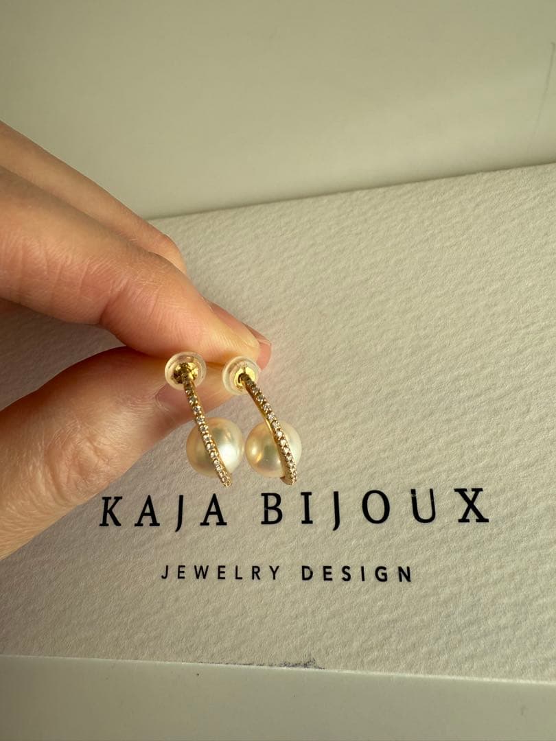 カジャビジュー　イエローゴールドダイヤパールピアス
