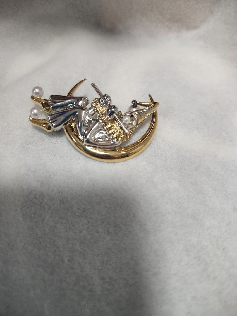 MIKIMOTO ミキモト ブローチ シルバー パール ピエロ 三日月 笛
