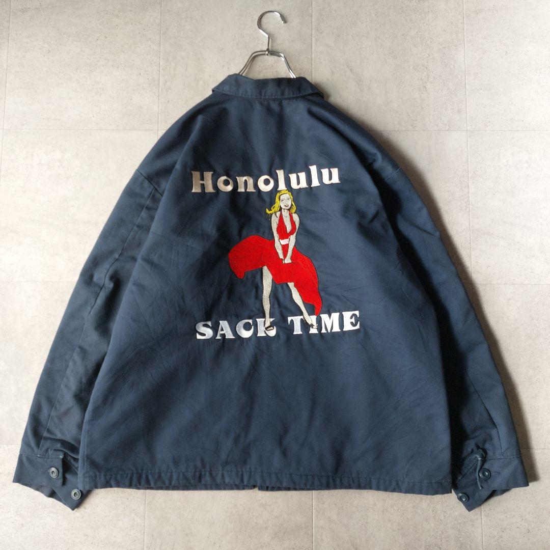 レッドキャップ ワークジャケット XL 紺 ピンナップガール 刺繍 キルティング