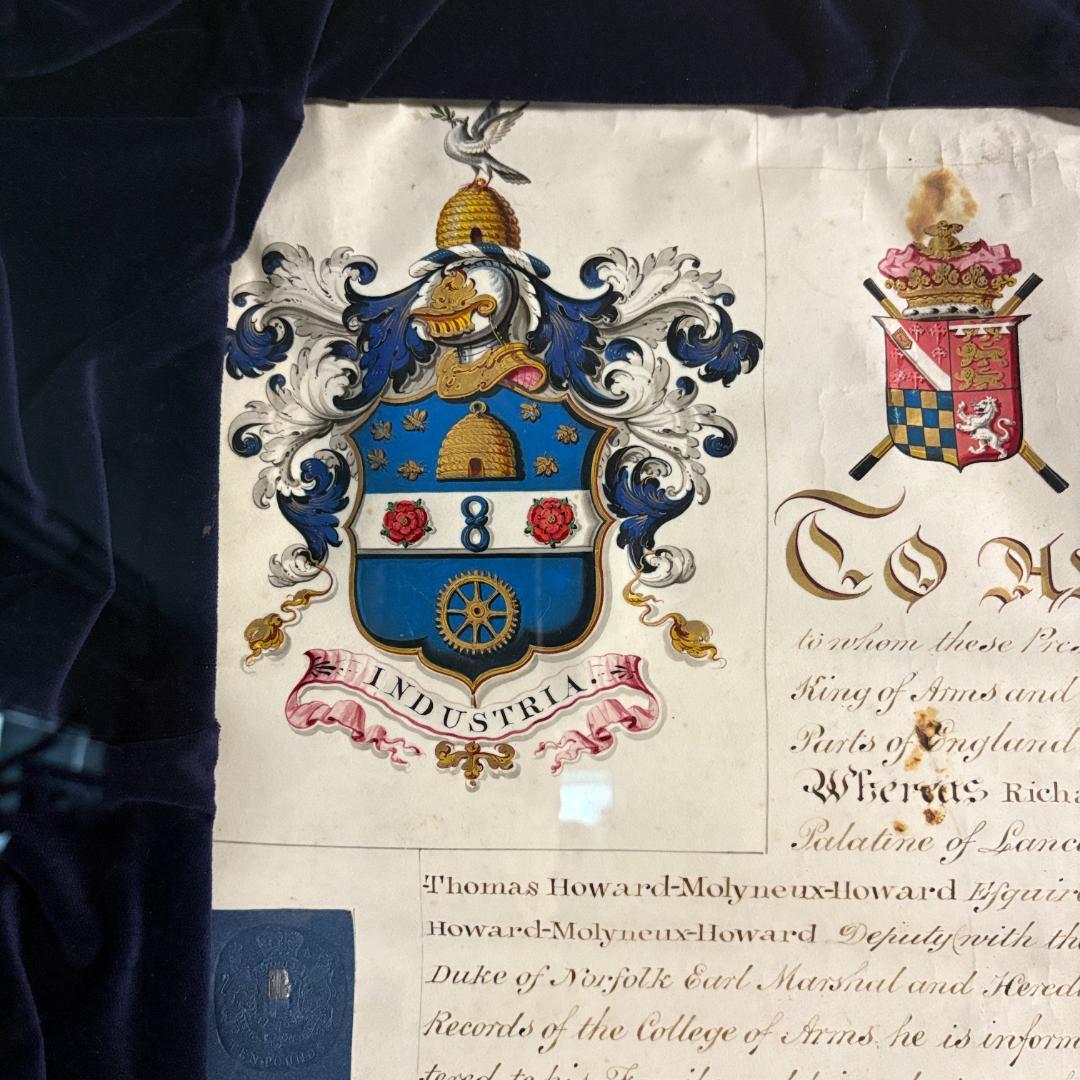 【希少】英国 紋章院（College of Arms）発行　 紋章認可書