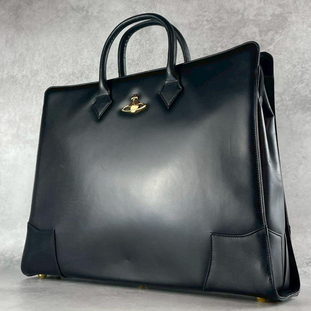 Vivian Westwood　ブラック　レザー　ビジネスバッグ　オーブ