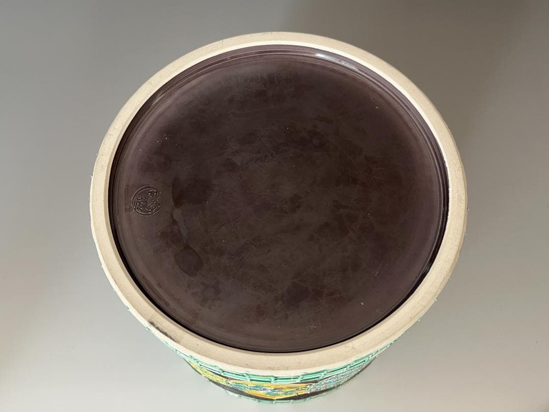 中村翠嵐 紫交趾地紙ツナギ　水指　茶道具