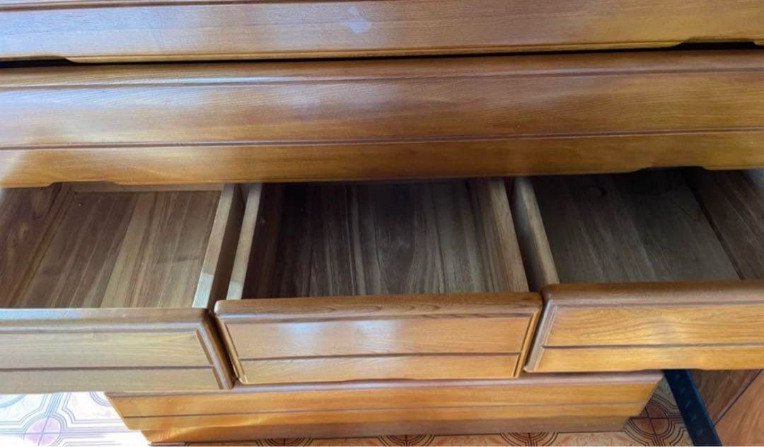 着物収納棚4段 着物箪笥　婚礼箪笥 和ダンス 大川家具　レトロ　木目調