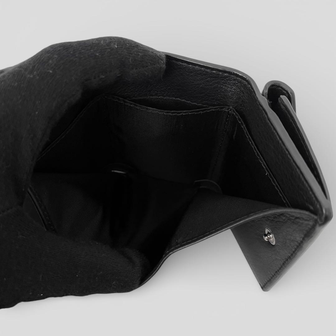 展示品 バレンシアガ ペーパー ミニウォレット レザー ブラック 三つ折り財布