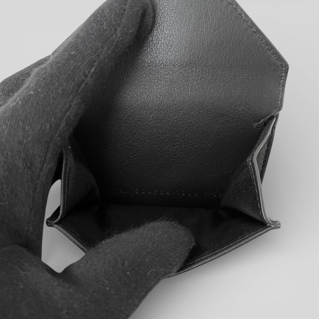 展示品 バレンシアガ ペーパー ミニウォレット レザー ブラック 三つ折り財布