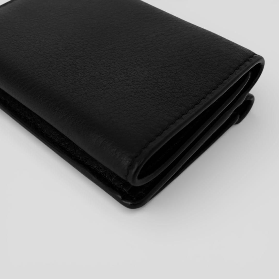 展示品 バレンシアガ ペーパー ミニウォレット レザー ブラック 三つ折り財布
