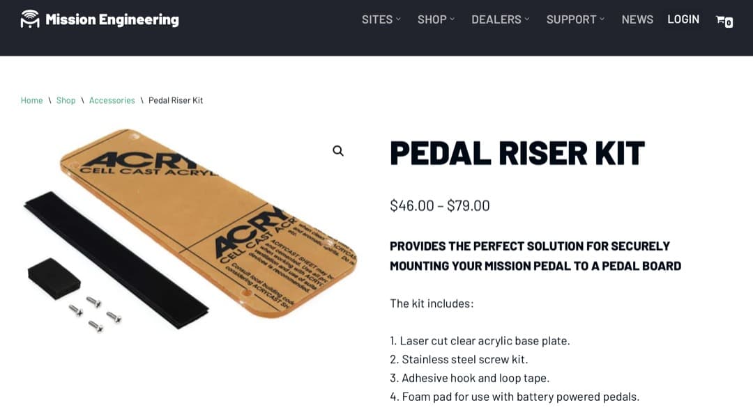 Mission Engineering PEDAL RISER KIT 開封品