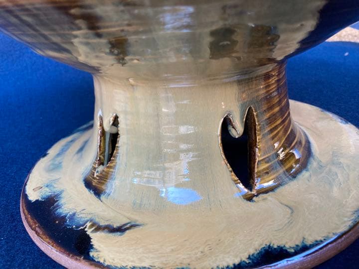 大上昇作　丹波　灰釉台鉢