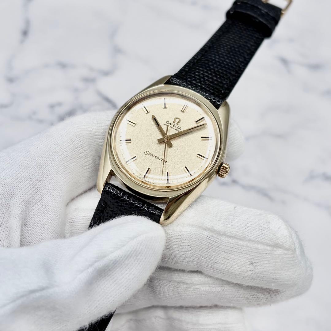【極美／OH済】オメガ シーマスター 自動巻き サンドブラスト文字盤 新品ベルト