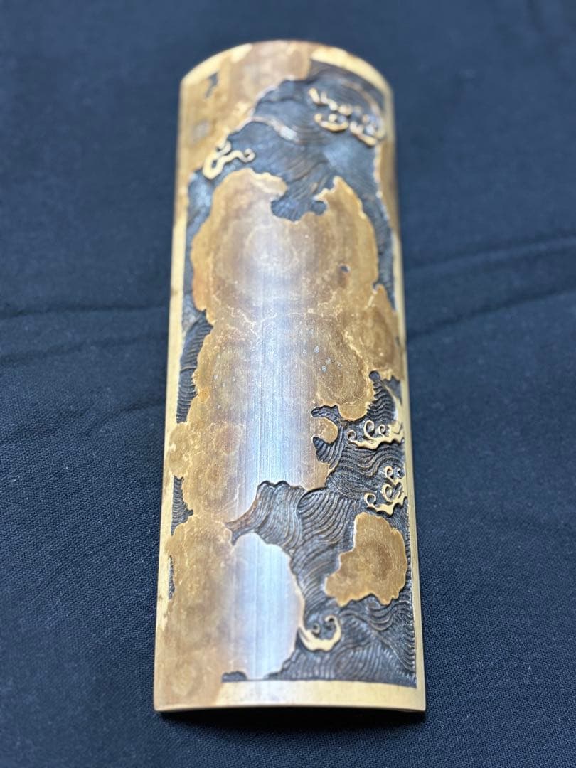 005茶則 煎茶 茶道具 茶合 仙媒 中国茶 日本茶 竹製彫刻 波 千波 竹工芸