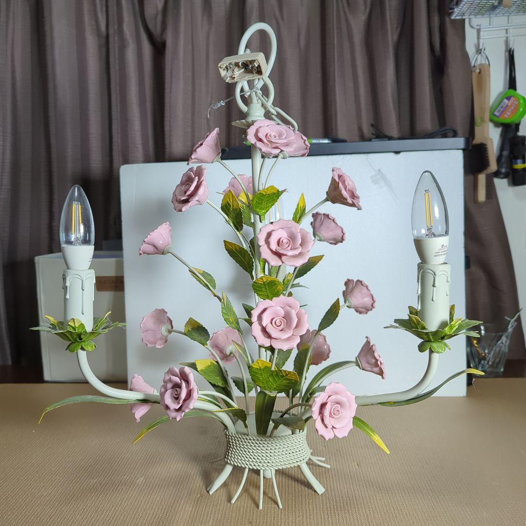 （レトロ商品）ピンクローズトール シャンデリア