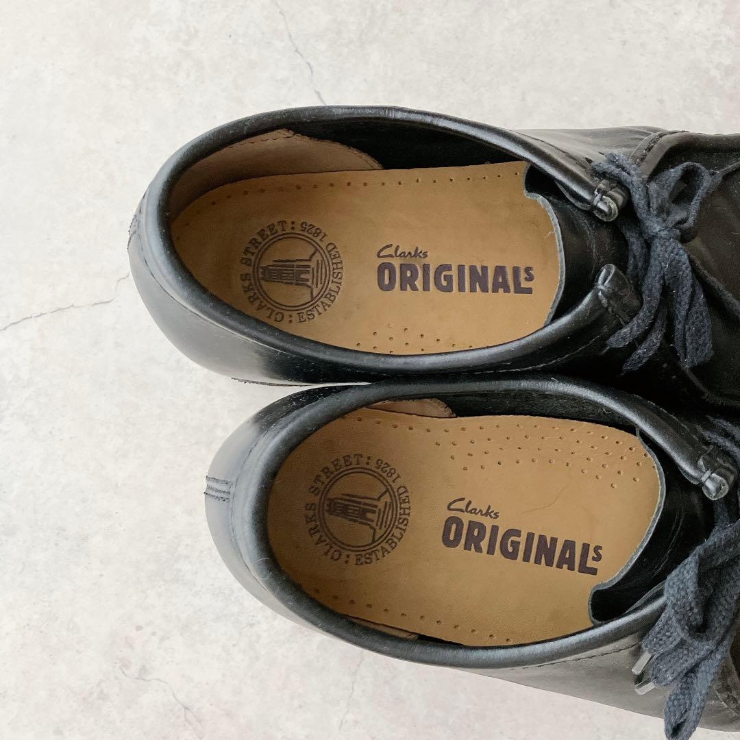 Clarks Originals ワラビー ブラックレザー モカシン 10G