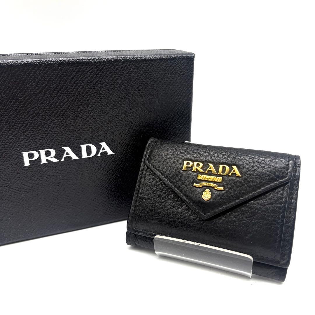 【a.m 様】PRADA プラダ 三つ折り財布 コンパクトウォレット ブラック