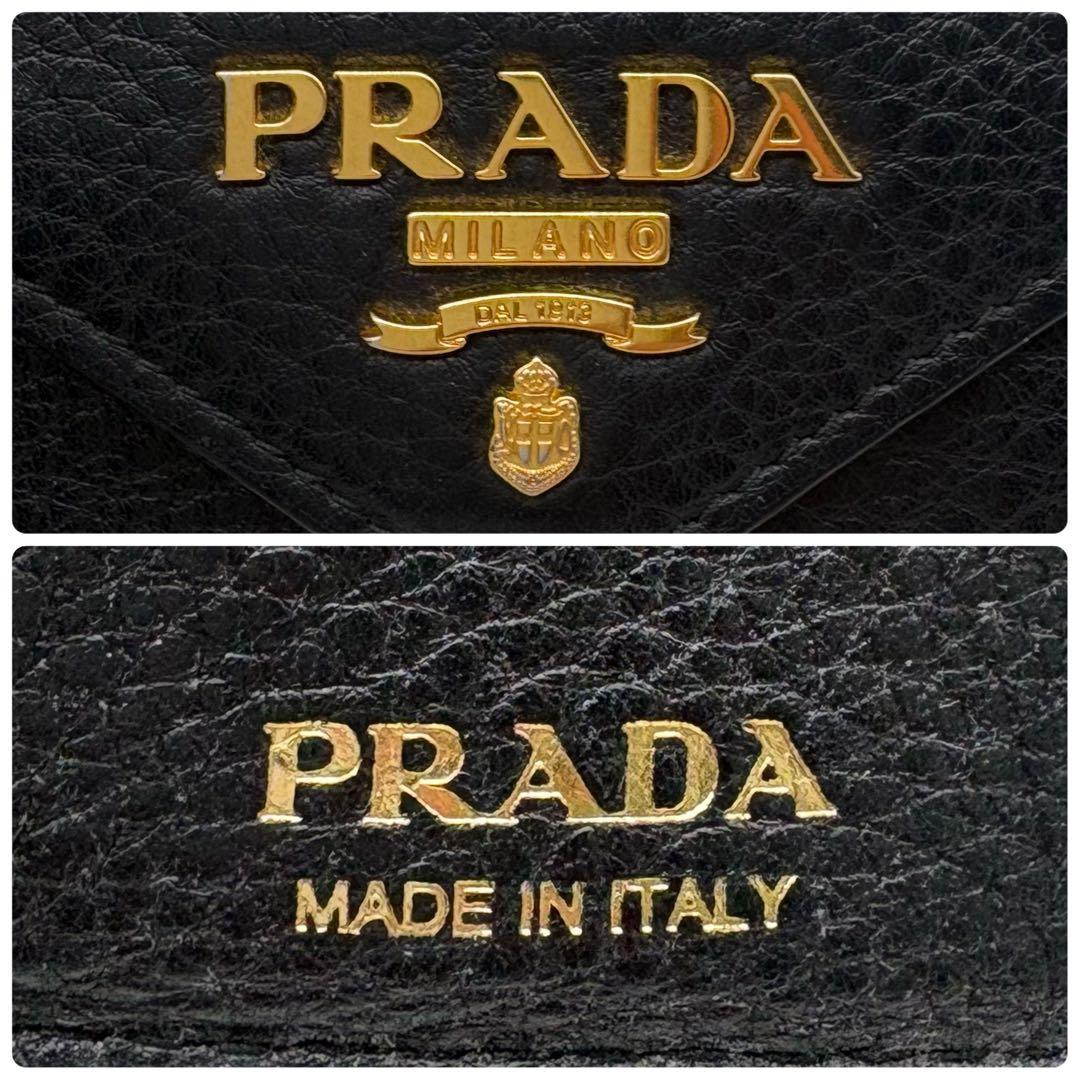 【a.m 様】PRADA プラダ 三つ折り財布 コンパクトウォレット ブラック