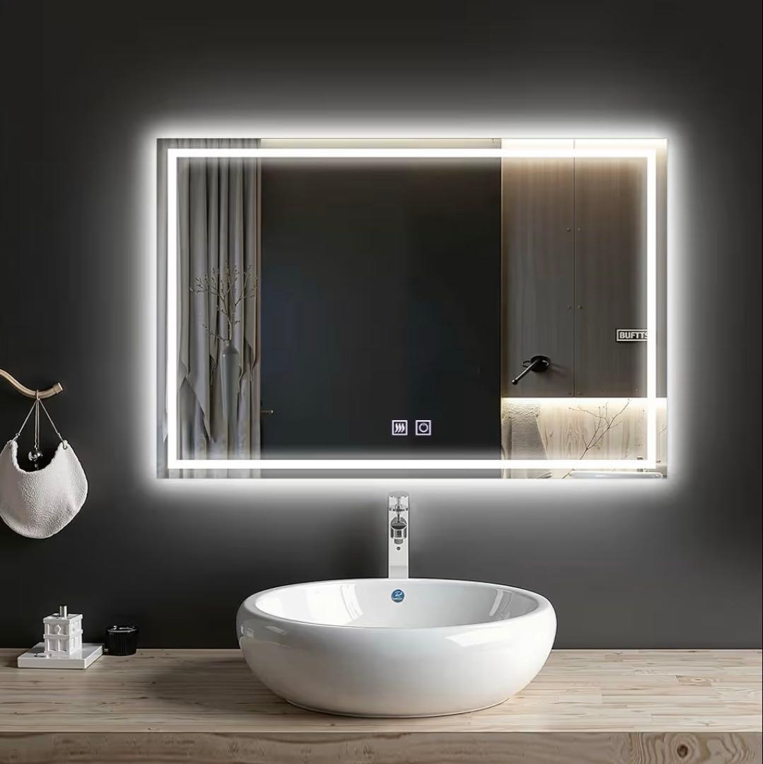 お洒落なLEDミラー⭐️鏡 LEDライト 壁掛け 洗面 省エネ モダンインテリア❣️