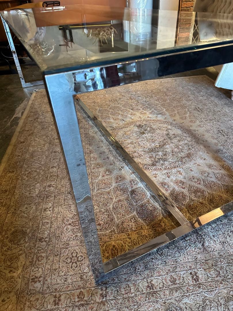 【東京都内23区配送無料】240cm ガラステーブル　事務　デザイナーズ　机