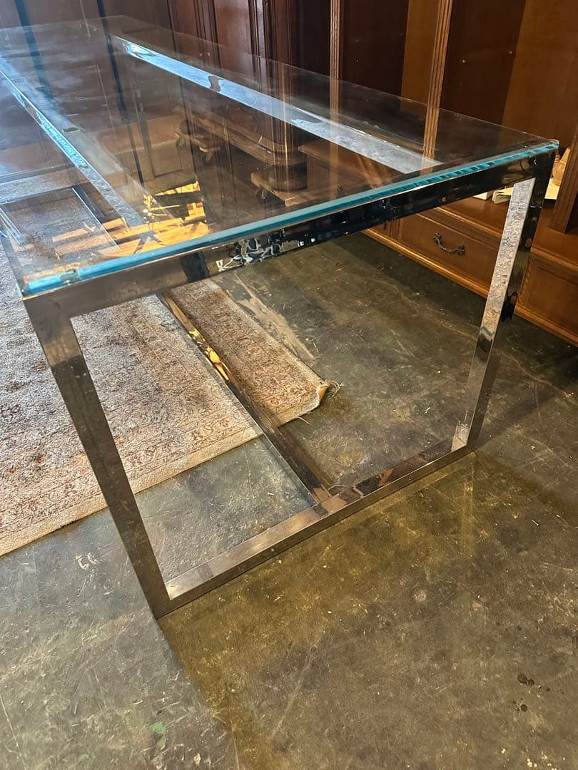 【東京都内23区配送無料】240cm ガラステーブル　事務　デザイナーズ　机