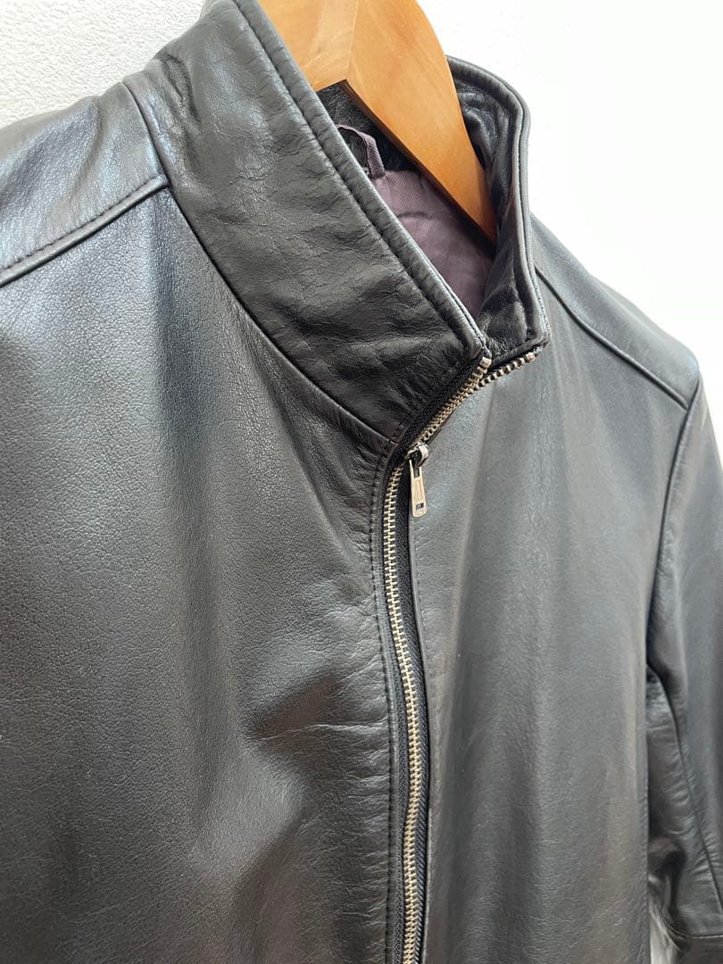 【美品】TETE HOMME（テットオム）牛革シングルライダース ジャケット L