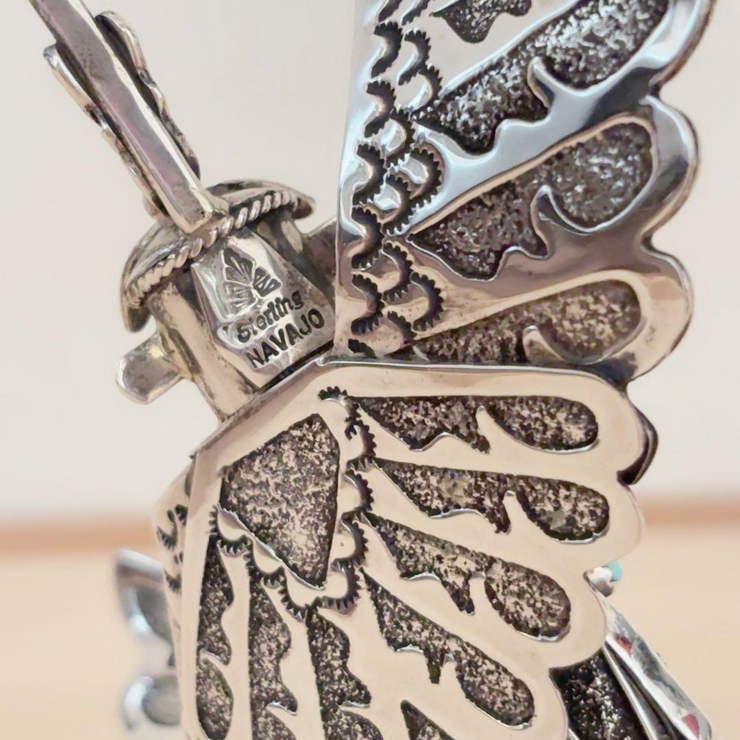 ナバホ族 スターリングシルバー カチナ イーグルダンサー シルバーターコイズ彫刻