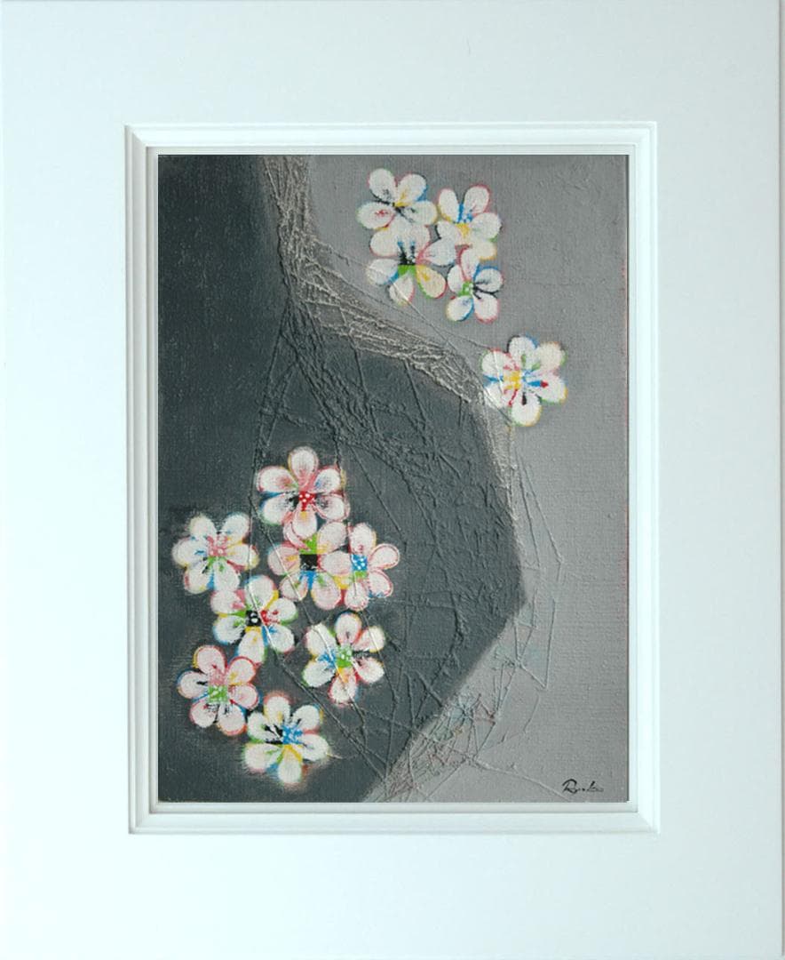 絵画 インテリア 絵 額付(黒) 油絵 F4-090516 花 梅