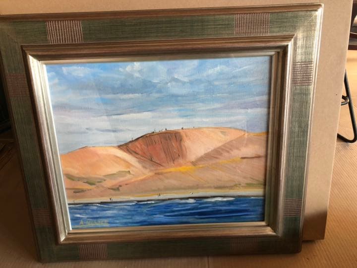 F8 額縁 油絵 ゴールド グリーン 絵画 アンティーク