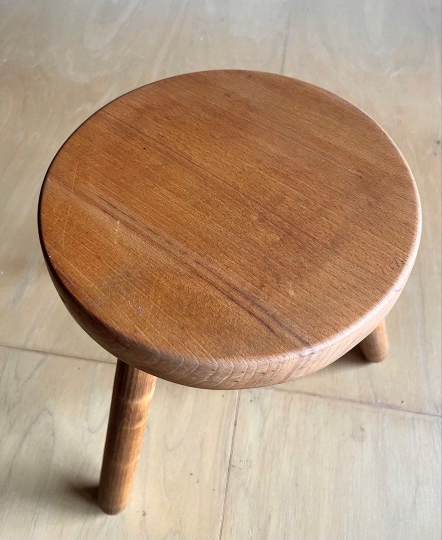 ヴィンテージスツール 3本脚 ブルータリズム フランス製 無垢材